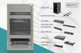 DIGITUS 10 inch network bundle, including 12U cabinet, black and various components (DN-10-SET-3-B)