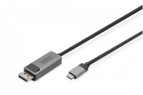DIGITUS 8K@30Hz. USB Type C to DP; adapter cable HBR3; Alu Housing; Black 1m (DB-300334-010-S)