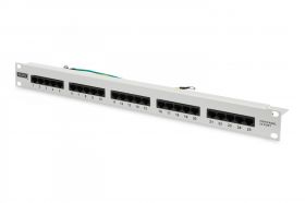 DIGITUS CAT 3 ISDN Patch Panel, unshielded, 25-port RJ45, 8P4C, LSA, 1U, rack mount, grey, 482x44x109 (DN-91325-1)