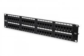 DIGITUS CAT 6 patch panel, unshielded, 48-port RJ45, 8P8C, LSA, 2U, rack mount, bl, 482x44x109 mm (DN-91648U)