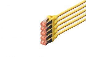 DIGITUS CAT 6 S-FTP patch cord, Cu, LSZH AWG 27/7, length 10 m, 5 pieces, color yellow (DK-1644-100-Y-5)