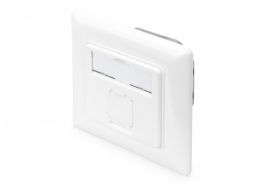 DIGITUS CAT 6A Class EA network outlet, shielded 1x RJ45, LSA, pure white, flush mount, 8 direction (DN-9010/8-1)