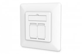 DIGITUS CAT 6A Class EA network outlet, shielded 2x RJ45, LSA, pure white, flush mount, 8 direction (DN-9010/8-2)