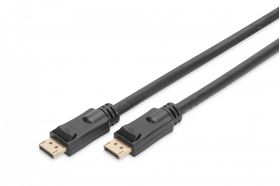 DIGITUS Displayport connection cable, DP, w/ amp. M/M, 20.0m, w/lock, UHD 4K, DP 1.2, bl, gold (AK-340105-200-S)