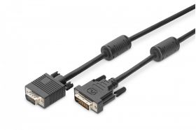 DIGITUS DVI adapter cable, DVI(24+5) - HD15, 2x ferrit M/M, 2.0m, DVI-I Dual Link, bl (AK-320300-020-S)