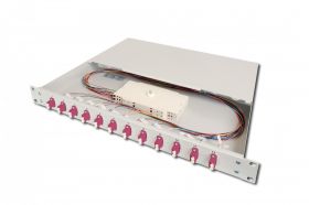 DIGITUS FO splice box, 1U, equipped, 12x LC DX, OM4 incl. splice cassette, colored pigtails, couplers (DN-96331-4)