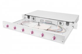 DIGITUS FO splice box, 1U, equipped, 6x LC DX, OM4 incl. splice cassette, colored pigtails, couplers (DN-96330-4)