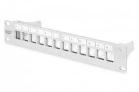 DIGITUS Modular Patch Panel, shielded, 12-Port Blank,1U,254mm (10') Rack Mount, grey RAL 7035 (DN-91419)