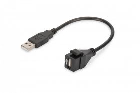 DIGITUS USB 2.0 Keystone Jack for DN-93832, 16 cm cable, black (RAL 9005) (DN-93402)