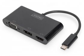 DIGITUS USB-C Graphics Adapter, triple display Display Port/HDMI/VGA Adapter (DA-70859)