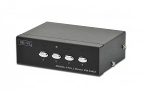 DIGITUS VGA Switch, 4 inputs, 1 output 250MHz, incl. power supply DC9V, 300mA, Max. 1080p (DS-45100-1)