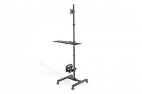 DIGITUS Mobile Workstation (Monitor Mount, PC Holder) max. 8 kg load,32' screen max., black (DA-90374)