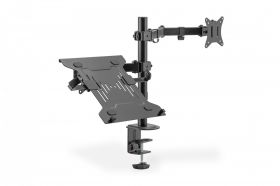 DIGITUS Montior Arm (17-32') / Notebook Tray 9 kg. max. each, clamp or grommet mount (DA-90436)