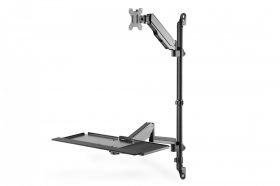 DIGITUS Sit-Stand Workstation wall single mount,  black max load capacity: 1-8 kg,max Screen Size: 17'-32' (DA-90372)