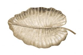 Platou decorativ Leaf, Mauro Ferretti, 35.5x23x2 cm, fier, auriu