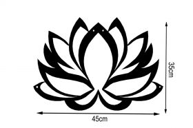 Decoratiune de perete, Lotus Flower, Metal, Dimensiune: 45 x 35 cm, Negru