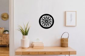 Decoratiune de perete, Rustic Circles 1, Metal, 30 x 30 cm, Negru