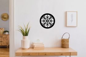 Decoratiune de perete, Rustic Circles 3, Metal, 30 x 30 cm, Negru