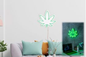 Decoratiune luminoasa LED, 420 Cannabis, Benzi flexibile de neon, DC 12 V, Verde