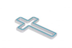 Decoratiune luminoasa LED, Cross Sign, Benzi flexibile de neon, DC 12 V, Albastru