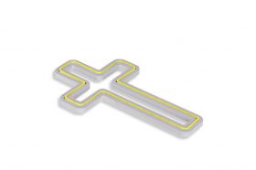 Decoratiune luminoasa LED, Cross Sign, Benzi flexibile de neon, DC 12 V, Galben