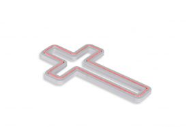 Decoratiune luminoasa LED, Cross Sign, Benzi flexibile de neon, DC 12 V, Roz