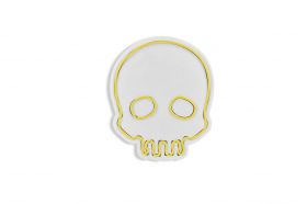 Decoratiune luminoasa LED, Skull, Benzi flexibile de neon, DC 12 V, Galben