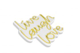 Decoratiune luminoasa LED, Live Laugh Love, Benzi flexibile de neon, DC 12 V, Galben