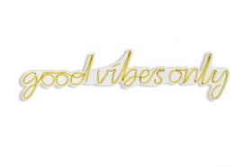 Decoratiune luminoasa LED, Good Vibes Only, Benzi flexibile de neon, DC 12 V, Galben