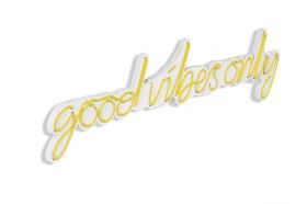 Decoratiune luminoasa LED, Good Vibes Only, Benzi flexibile de neon, DC 12 V, Galben