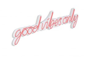 Decoratiune luminoasa LED, Good Vibes Only, Benzi flexibile de neon, DC 12 V, Roz