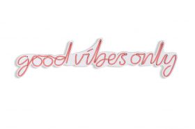 Decoratiune luminoasa LED, Good Vibes Only, Benzi flexibile de neon, DC 12 V, Roz