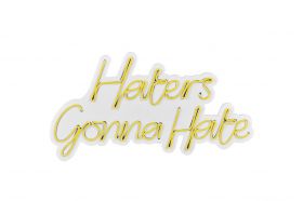 Decoratiune luminoasa LED, Haters Gonna Hate, Benzi flexibile de neon, DC 12 V, Galben