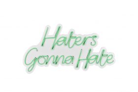 Decoratiune luminoasa LED, Haters Gonna Hate, Benzi flexibile de neon, DC 12 V, Verde