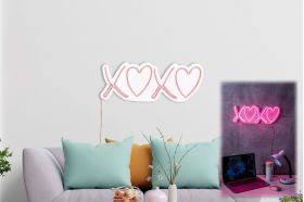 Decoratiune luminoasa LED, Tic Tac Toe XoXo, Benzi flexibile de neon, DC 12 V, Roz