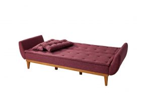 Canapea extensibila cu 3 locuri, Unique Design, 867UNQ1328, Lemn de carpen, Rosu claret