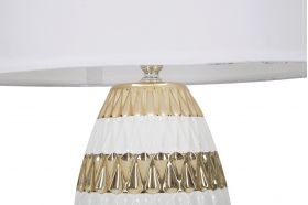 Lampa de masa, Glam Mix, Mauro Ferretti, 1 x E27, 40W, Ø33 x 50 cm, ceramica/fier/textil, alb/auriu