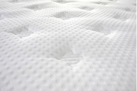 Pat matrimonial, Stockholm, Dots E, 140x200 cm, saltea tip Pocket, topper memory, Albastru turcoaz