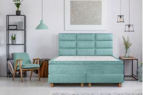 Pat matrimonial, Stockholm, Harmony E, 160x200 cm, saltea tip Pocket, topper memory, Mint