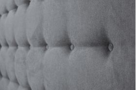 Pat matrimonial, Stockholm, Buttons E, 180x200 cm, saltea tip Pocket, topper memory, Gri