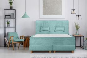 Pat matrimonial, Stockholm, Classic E, 180x200 cm, saltea tip Pocket, topper memory, Mint