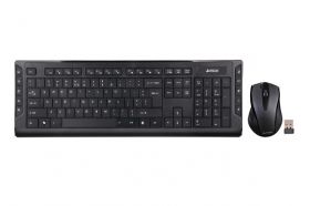 kit tastatura si mouse wireless a4tech 6300f, usb, negru