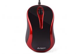 mouse optic cu fir a4tech n350-2, 1000 dpi, usb, negru / rosu