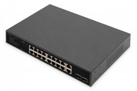 DIGITUS 16+2 Port GE  + 2GE SFP Uplink PoE Switch 16+2 Port 10/100/1000 Mbps + 2GE SFP PoE Switch (DN-95358)