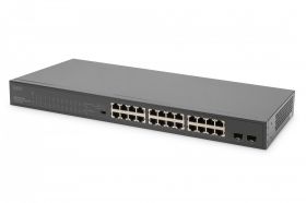 DIGITUS 24-Port Gigabit + 2-Port Gigabit SFP Multi-Mode Unmanaged PoE Switch (DN-95348-1)