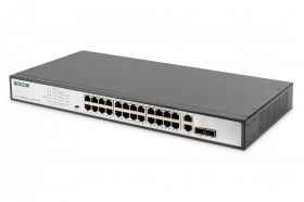 DIGITUS Fast Ethernet PoE Switch 24-port PoE + 2 Combo, 370W PoE budget (DN-95343)