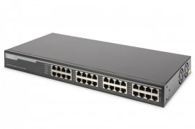 DIGITUS Gigabit Ethernet PoE+ Injector Hub, 802.3at, 10G 16-port, Power Pins:3/6(+), 1/2(-), 250W (DN-95116)