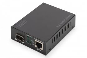 DIGITUS Gigabit Ethernet PoE+ Media Converter, SFP SFP Open Slot, 802.3at, 30W, without SFP module (DN-82140)