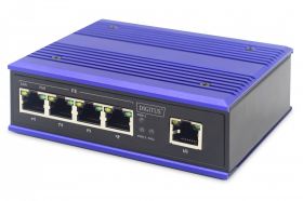 DIGITUS Industrial 4-port Fast Ethernet PoE Switch 1 uplink port,DIN rail, extend. temp. range (DN-650107)