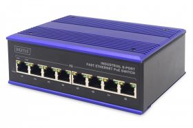 DIGITUS Industrial 8-Port Fast Ethernet PoE Switch DIN rail, extended temp. range (DN-650108)